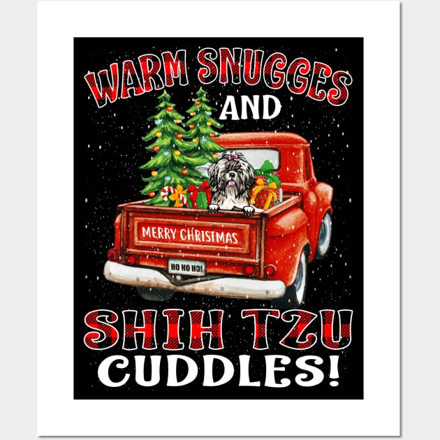 Warm Snuggles And Shih Tzu Cuddles Truck Tree Christmas Gift Wall Art by intelus